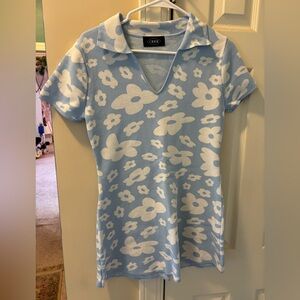 Cider Blue and White Floral Mini Dress